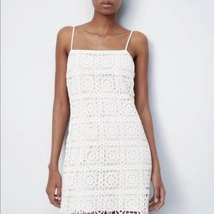 White Crocheted Mini Dress